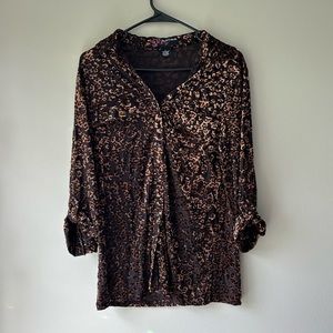 Peck & Peck button down cheetah print top